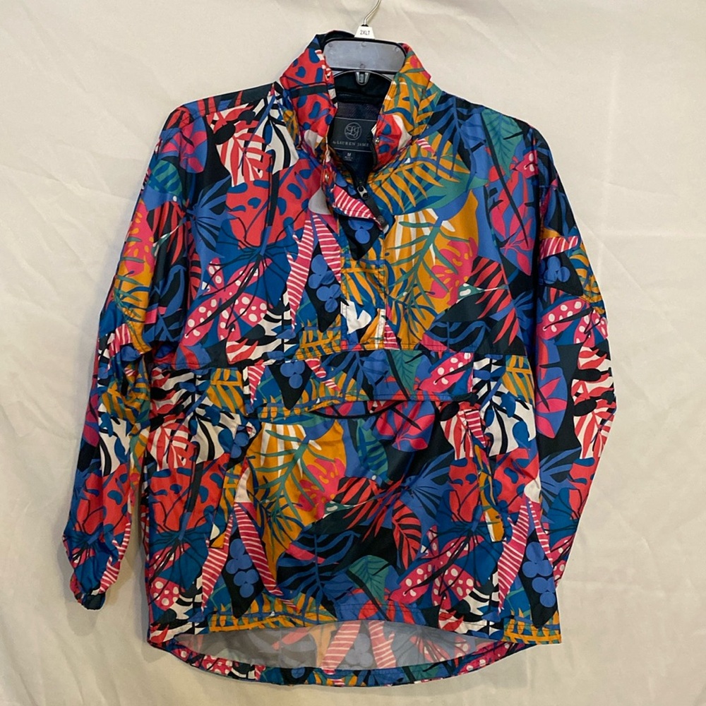 Lauren James Pink Half Zip Pullover Windbreaker medium bold bright colors